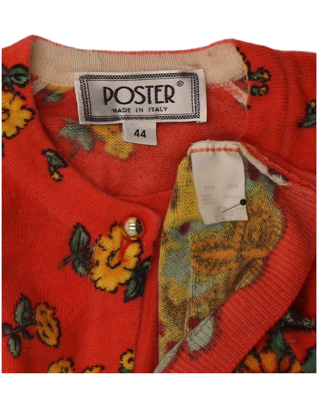 Suéter cardigã feminino vintage IT 44 médio vermelho floral