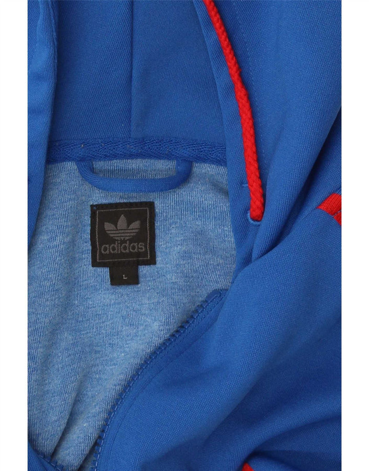 Suéter adidas masculino com capuz e zíper grande azul