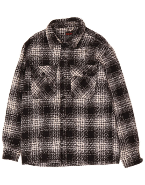 Camiseta masculina vintage de flanela, camisa média preta de algodão xadrez