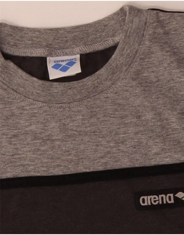 Camiseta masculina ARENA Top cinza médio algodão colorblock