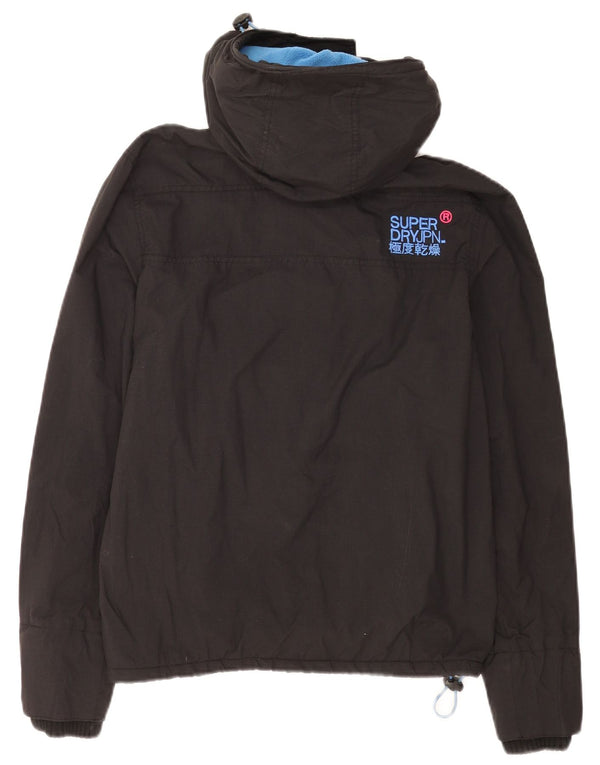 Jaqueta corta-vento feminina Superdry com capuz e capuz UK 14 grande preta