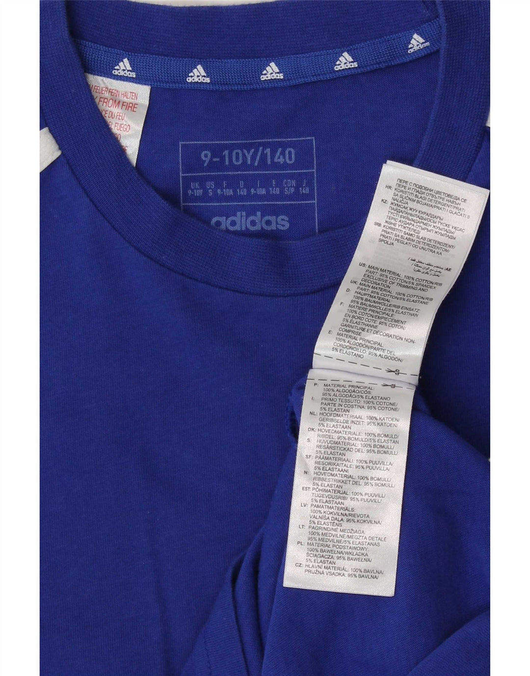 Adidas Boys T-Shirt Top 9-10 Years Blue Cotton