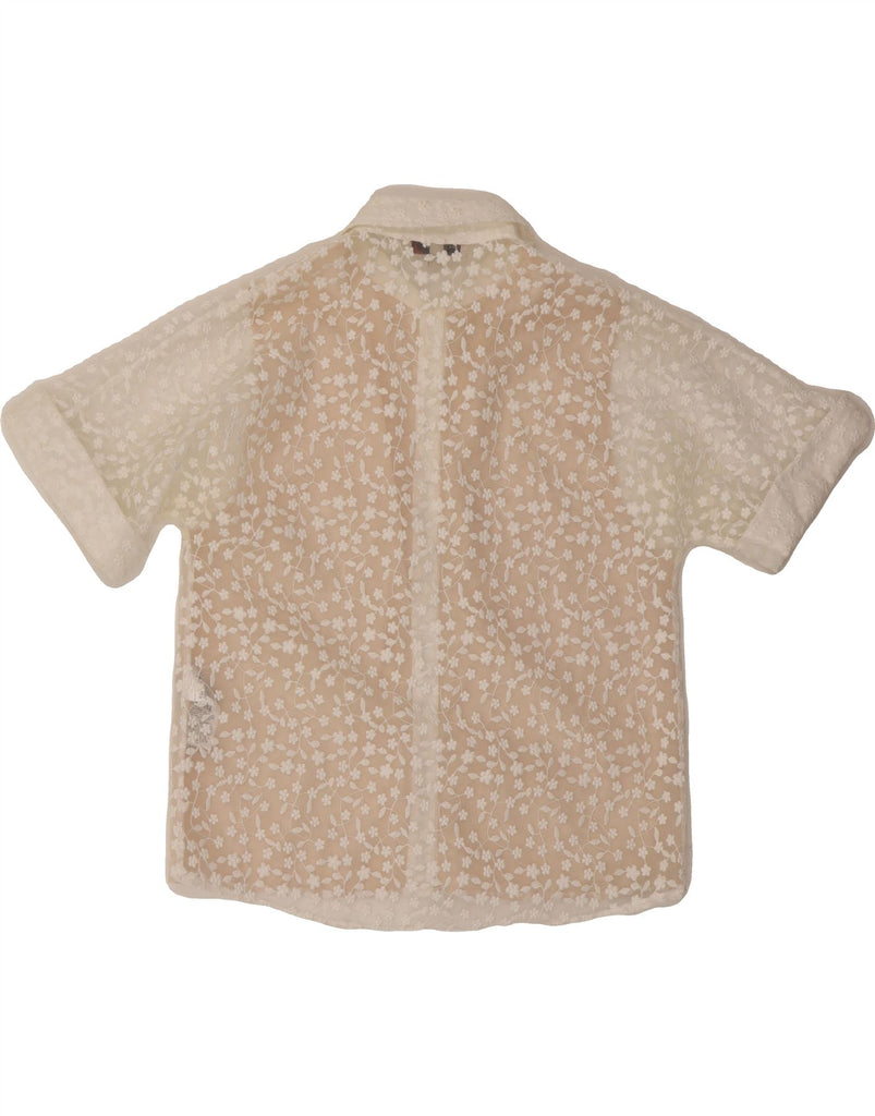 PAUL & JOE Womens See Through Lace Shirt Size 0 XS White Floral Polyester Vintage Paul & Joe and Second-Hand Paul & Joe from Messina Hembry 