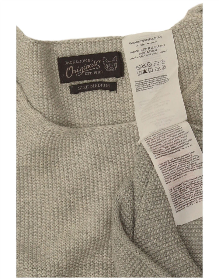 Suéter masculino Jack & Jones com gola redonda e algodão cinza médio
