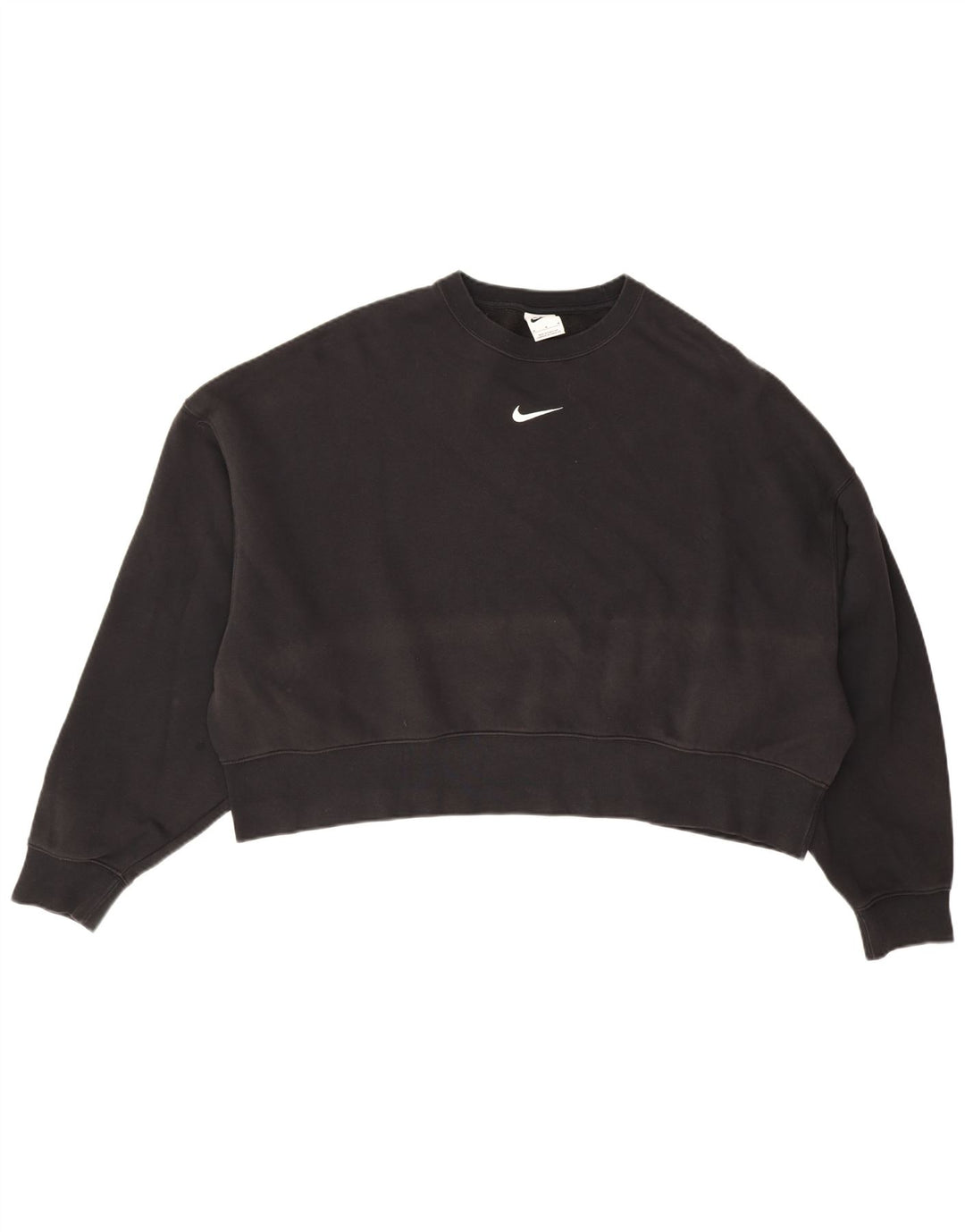 Nike Womens Crop Oversized Moletom Jumper UK 14 Médio Algodão Preto