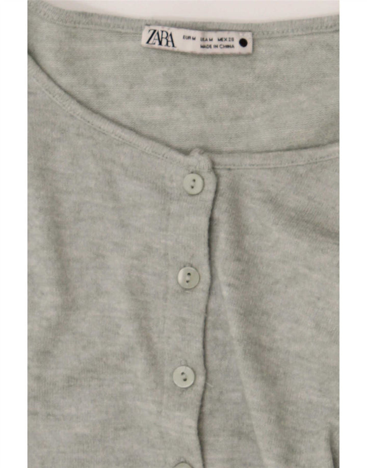 Suéter cardigã feminino Zara UK 12 cinza médio manchado