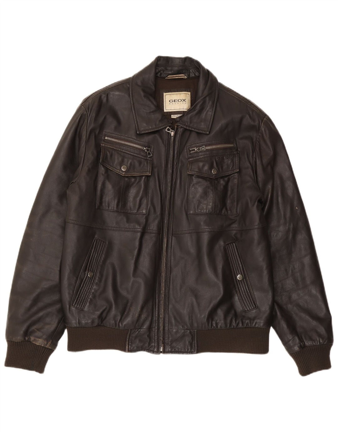 Jaqueta masculina de couro bomber Geox UK 42 XL couro preto