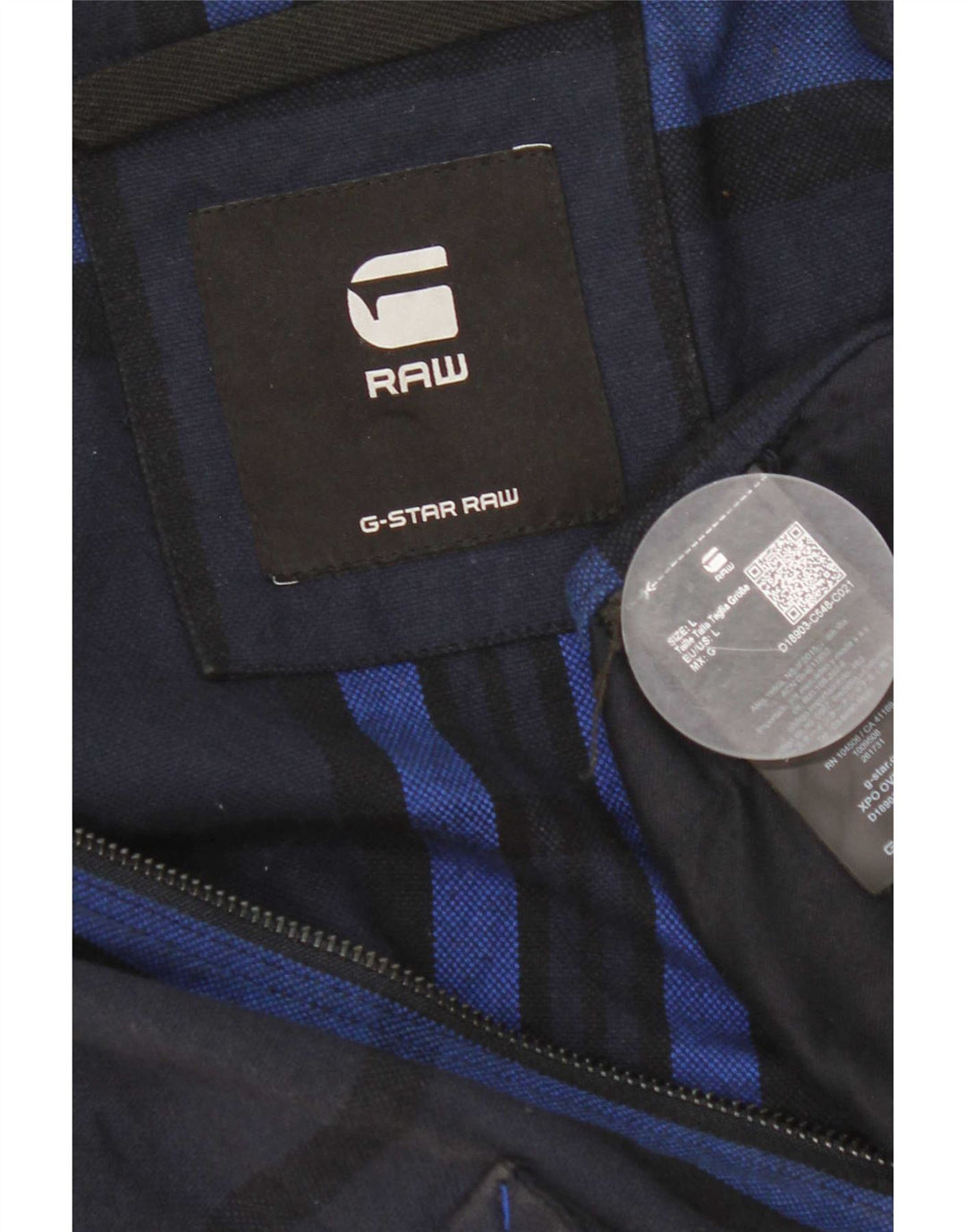Jaqueta utilitária masculina G-Star UK 40 grande algodão xadrez azul marinho