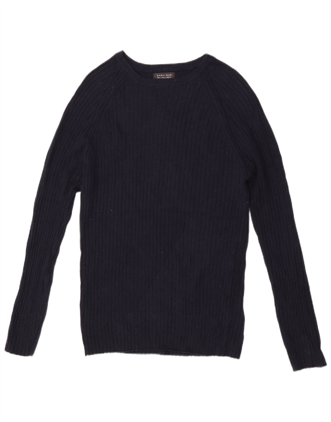 Zara Suéter masculino com gola canoa pequeno azul marinho