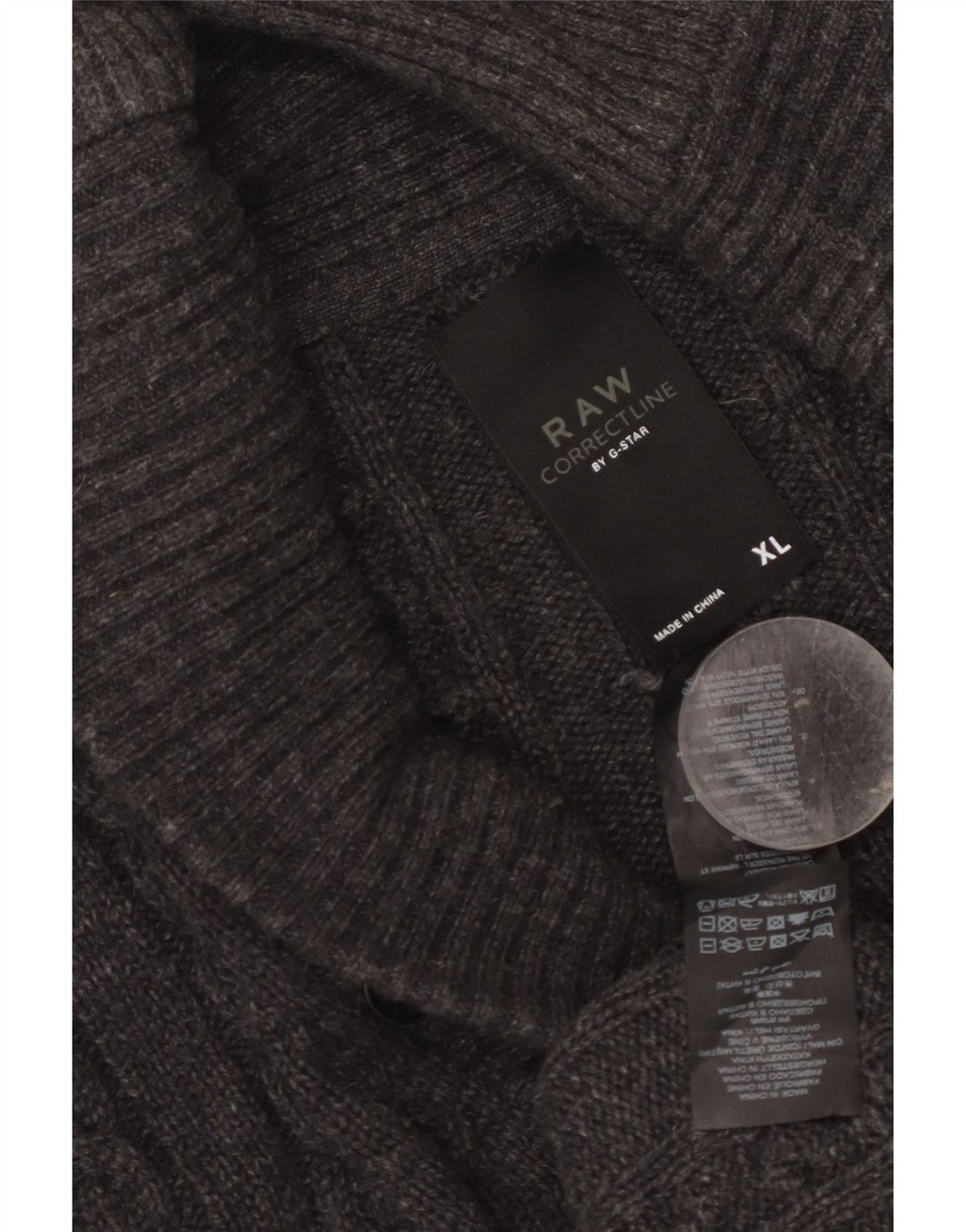Suéter cardigã masculino G-Star XL lã de cordeiro cinza