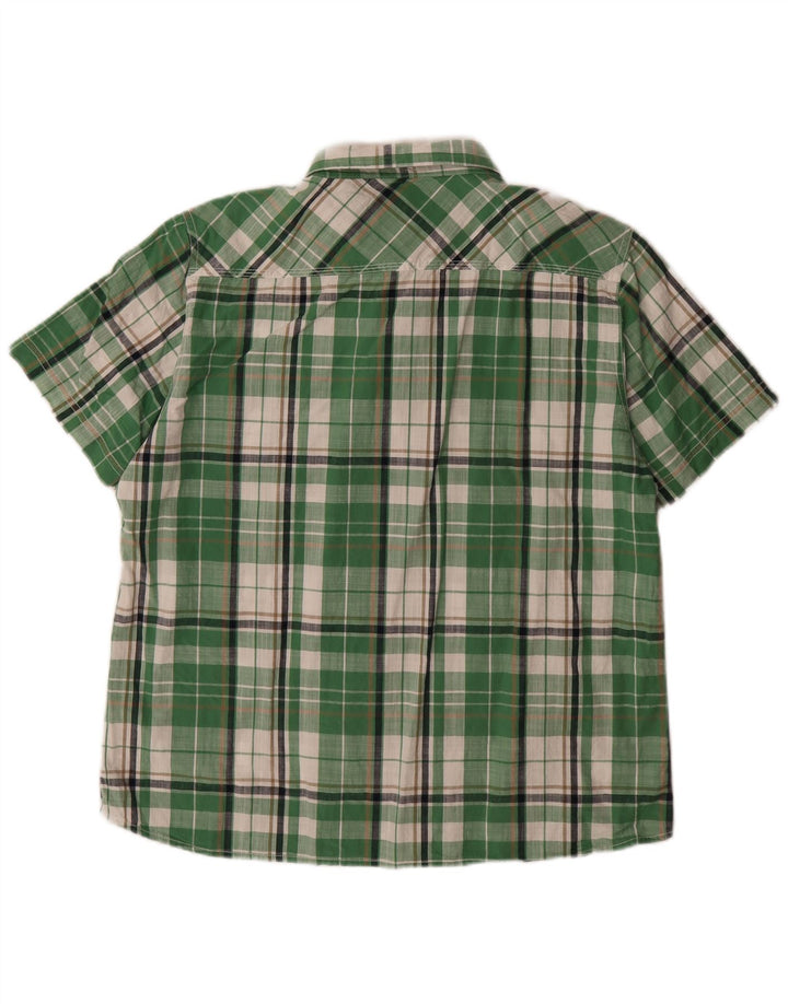 Camisa masculina de manga curta Weird Fish XL verde algodão xadrez