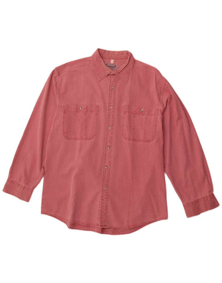 Camisa masculina de veludo cotelê CATAMARAN grande algodão rosa
