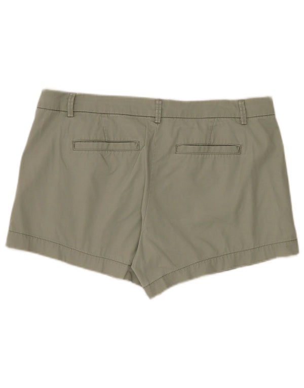 Shorts chino feminino de cintura baixa Benetton UK 14 grande W36 algodão cáqui