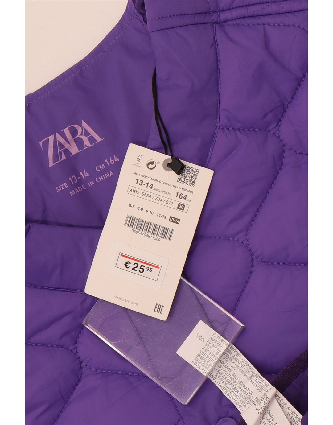 Zara Jaqueta acolchoada para meninas 13-14 anos Roxo Poliamida