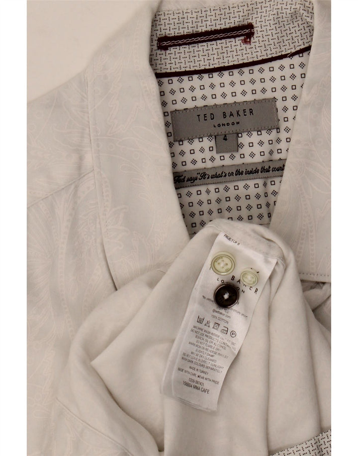 Camisa masculina Ted Baker tamanho 4 grande algodão paisley branco