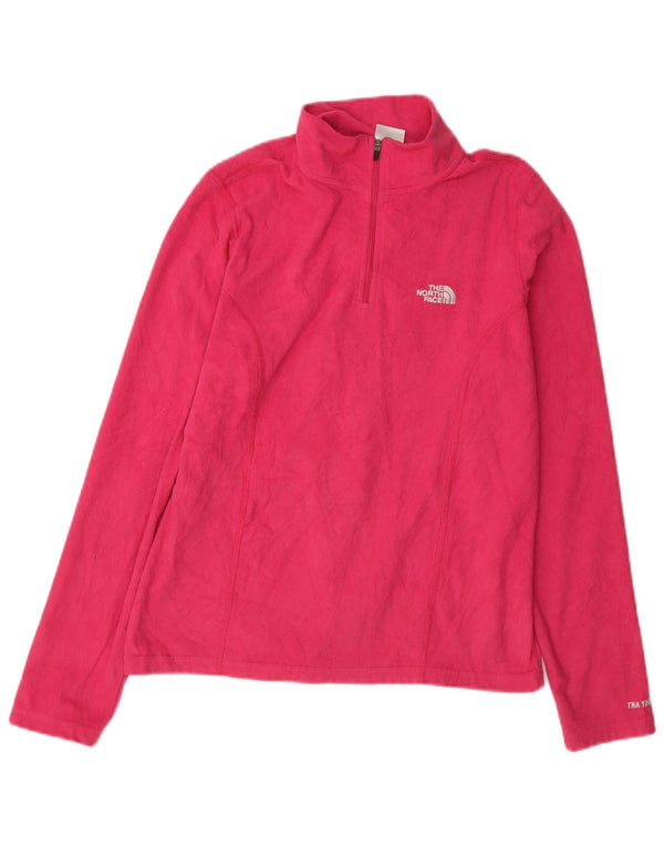 Suéter de lã feminino The North Face com gola e zíper Reino Unido 10 pequeno poliéster rosa
