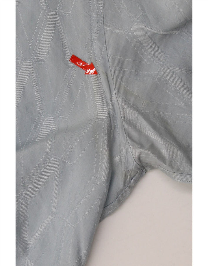 Versace camisa masculina de manga curta tamanho 40 15 3/4 azul médio geométrico
