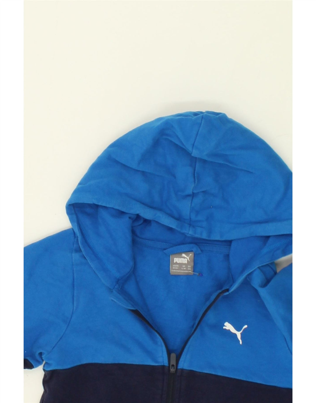 PUMA Boys Zip Hoodie Sweater 3-4 Years Navy Blue Colourblock Cotton Vintage Puma and Second-Hand Puma from Messina Hembry 