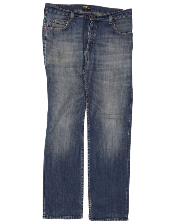 Lee Mens Brooklyn Straight Jeans W36 L34 Azul Algodão