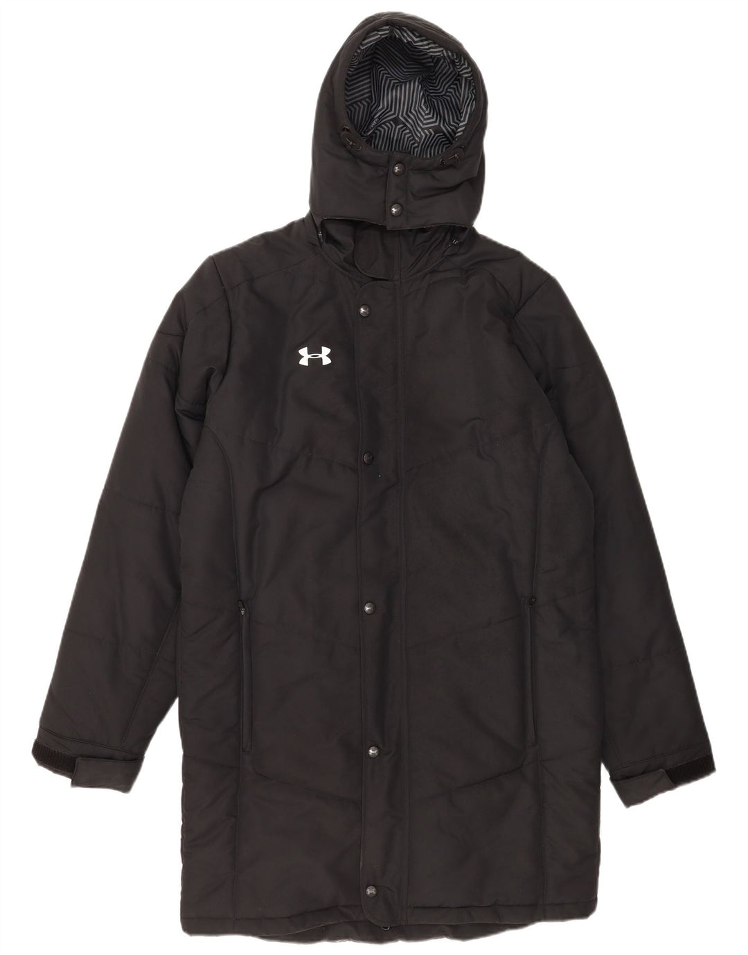 Casaco acolchoado com capuz masculino Under Armour Cold Gear UK 38 poliéster preto médio