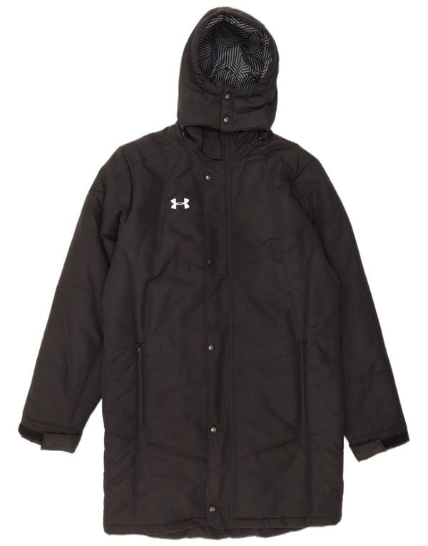 Casaco acolchoado com capuz masculino Under Armour Cold Gear UK 38 poliéster preto médio