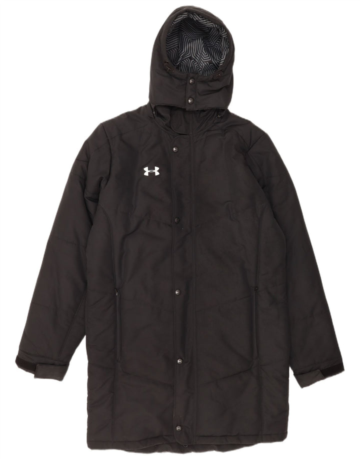 Casaco acolchoado com capuz masculino Under Armour Cold Gear UK 38 poliéster preto médio