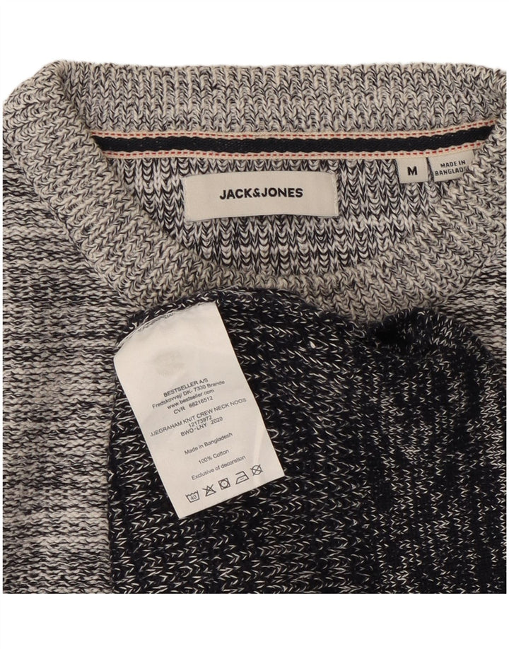 Suéter masculino Jack & Jones com gola redonda e algodão listrado cinza médio