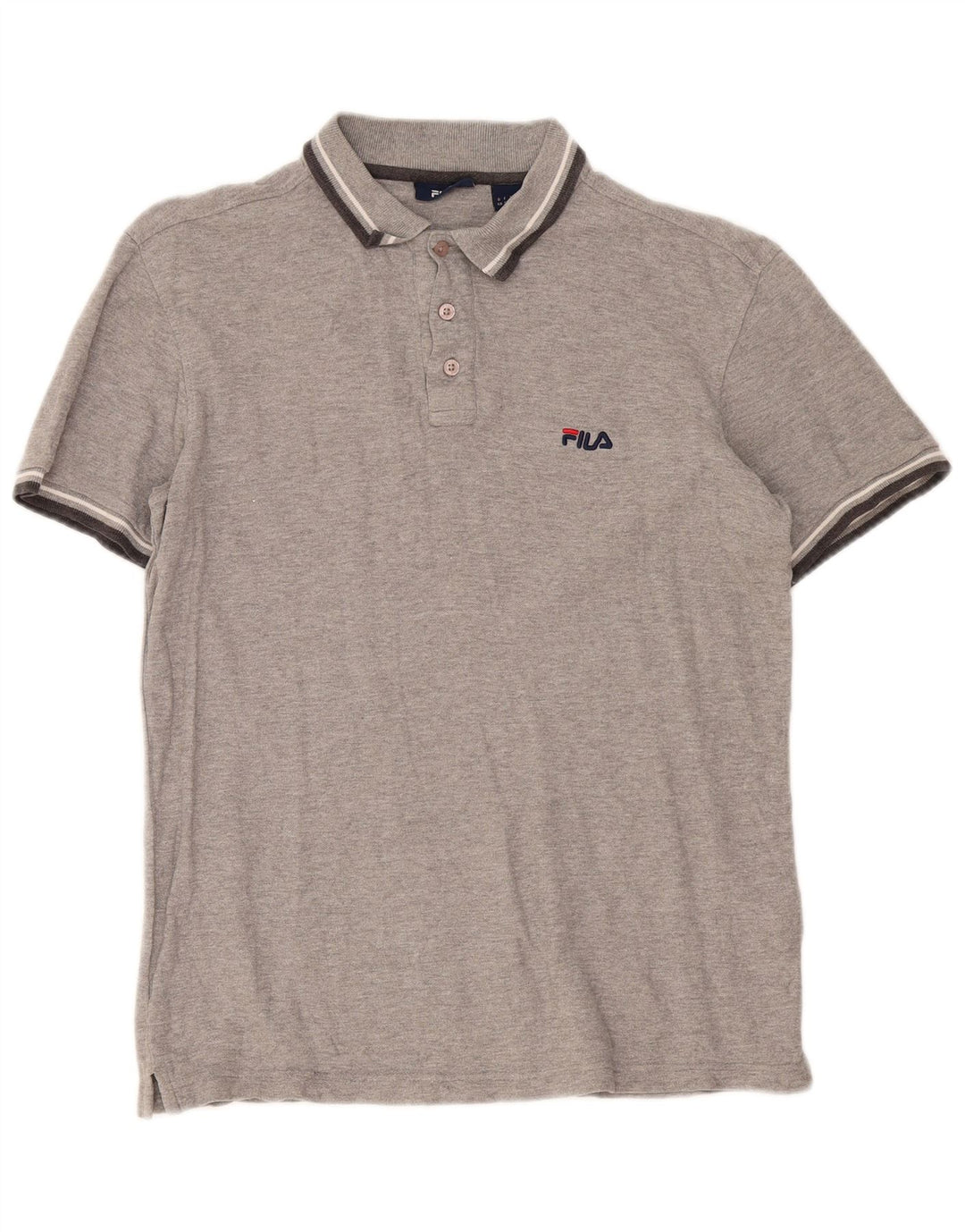 Camisa Polo Masculina Fila Pequena Listrada Cinza