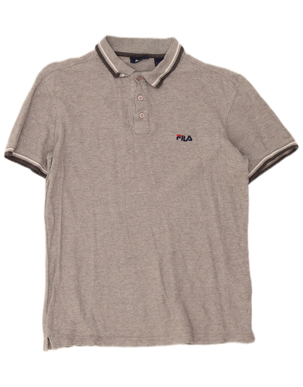 Camisa Polo Masculina Fila Pequena Listrada Cinza