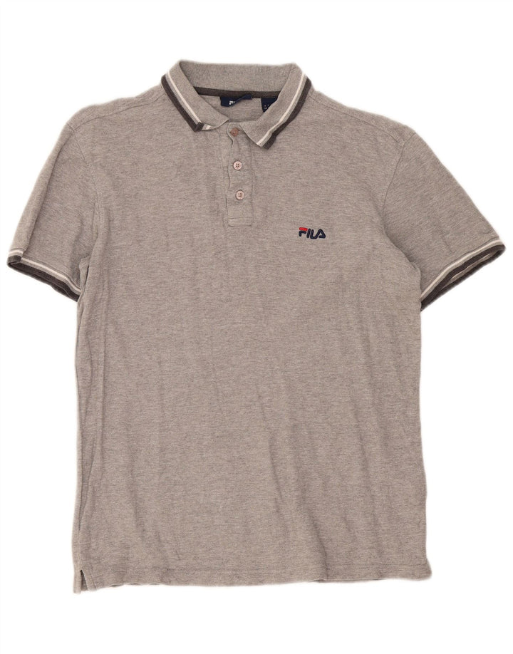 Camisa Polo Masculina Fila Pequena Listrada Cinza