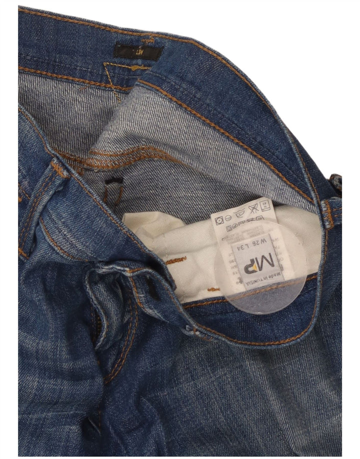 MELTIN' POT Calça jeans reta feminina de malha W26 L34 algodão azul