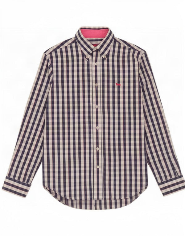 Camisa masculina Harmont & Blaine de algodão xadrez azul médio