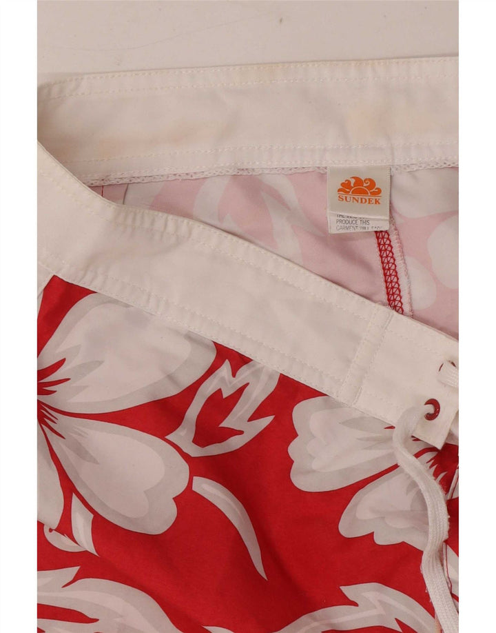Shorts de natação masculino Sundek poliéster floral vermelho médio