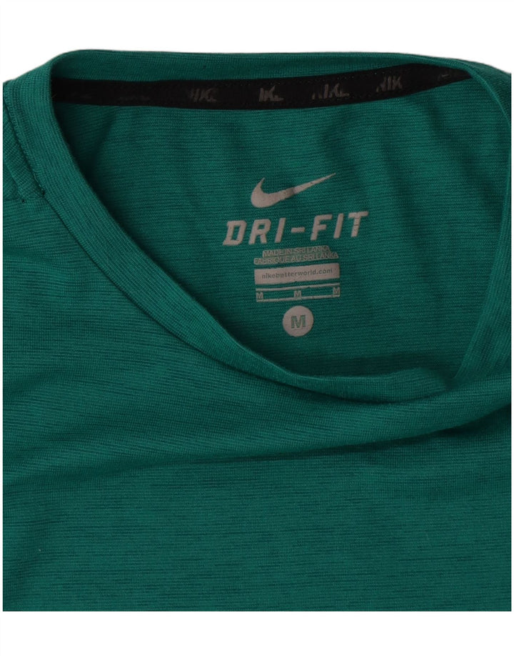 Camiseta masculina Nike Dri Fit Top médio turquesa manchado de poliéster
