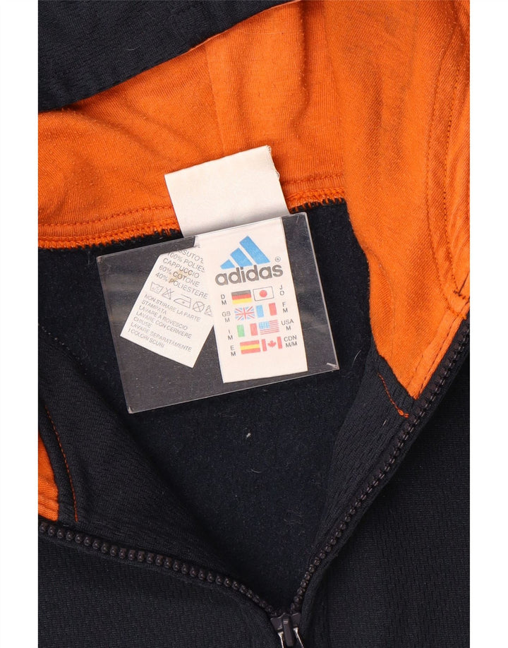 Adidas Mens Zip Neck Hoodie Jumper Médio Azul Marinho Poliéster