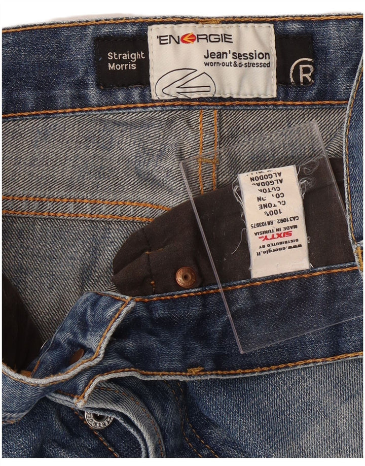 ENERGIE Calça jeans feminina Morris Straight W30 L34 azul algodão