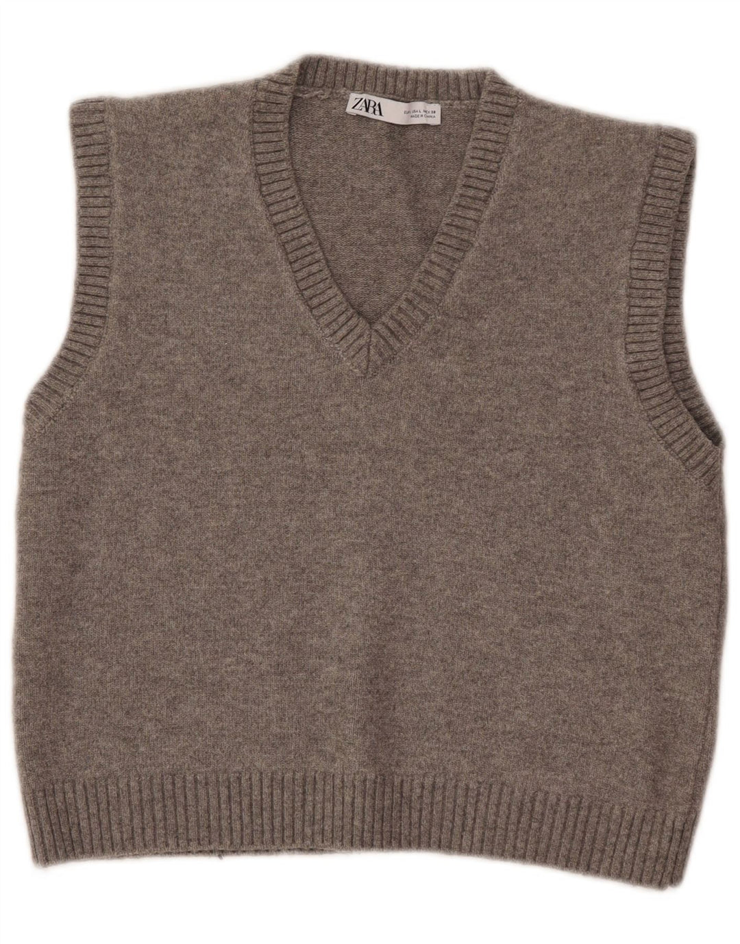 Zara Womens Crop Vest Tank Top UK 14 Grande Cinza Poliéster