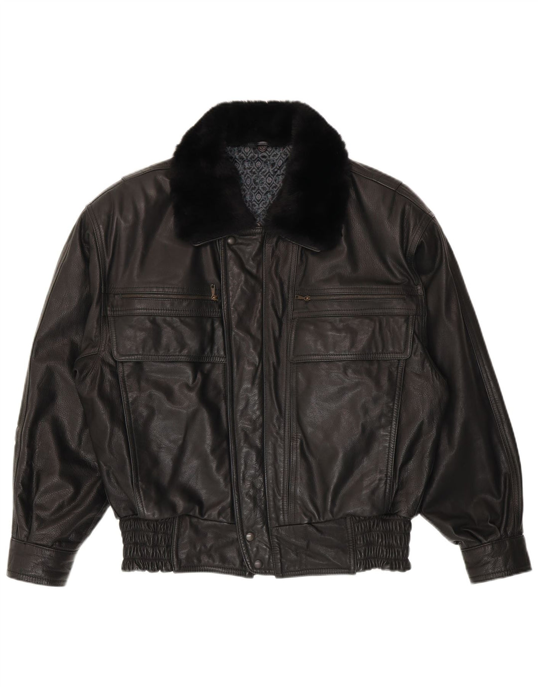 Jaqueta de couro masculina vintage IT 48 couro preto médio