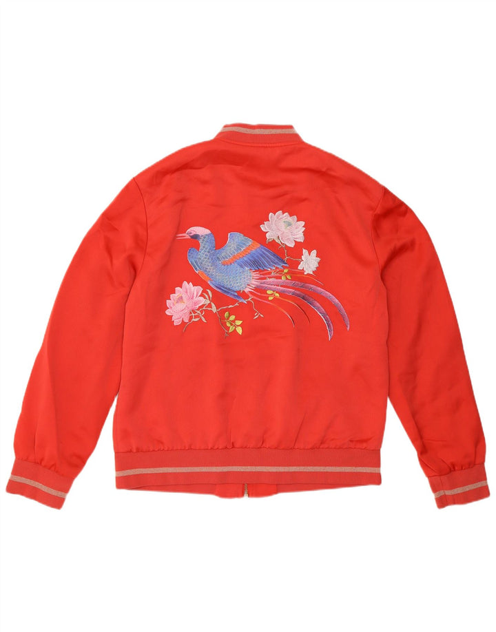 Jaqueta bomber feminina Ted Baker UK 12 poliéster floral vermelho médio