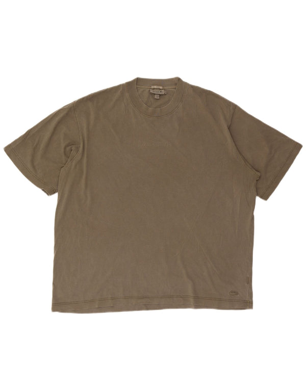 Lacoste Camiseta masculina unissex de ajuste solto tamanho superior 6 XL algodão cáqui