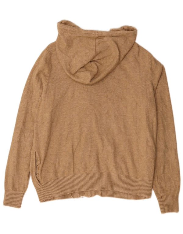 Suéter cardigã feminino com capuz Marks & Spencer UK 10 pequeno bege viscose