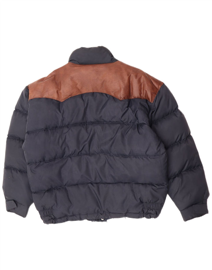 Jaqueta acolchoada masculina Rifle UK 40 grande poliamida colorblock azul marinho