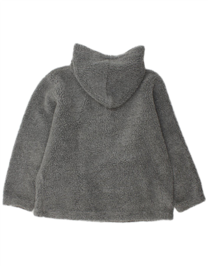 Jumper de lã com capuz masculino Fishbone com zíper e pescoço grande poliéster cinza