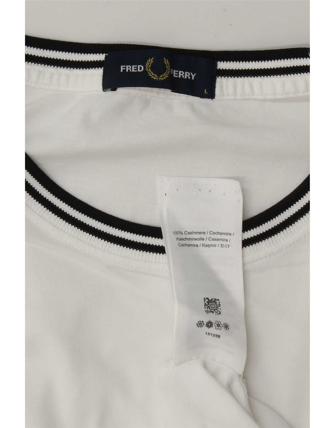 Camiseta masculina Fred Perry grande caxemira listrada branca