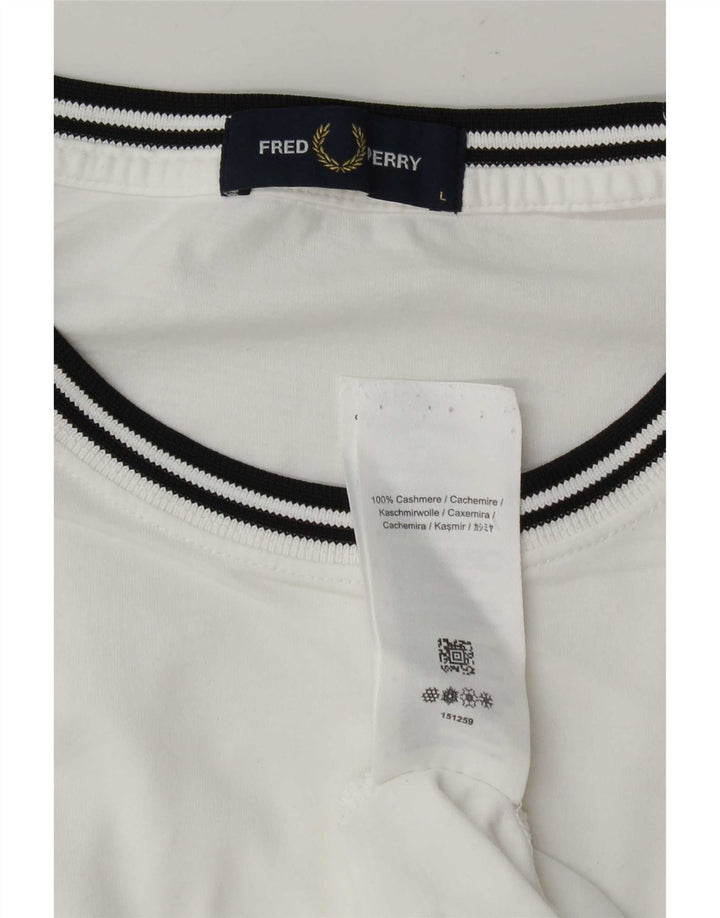 Camiseta masculina Fred Perry grande caxemira listrada branca