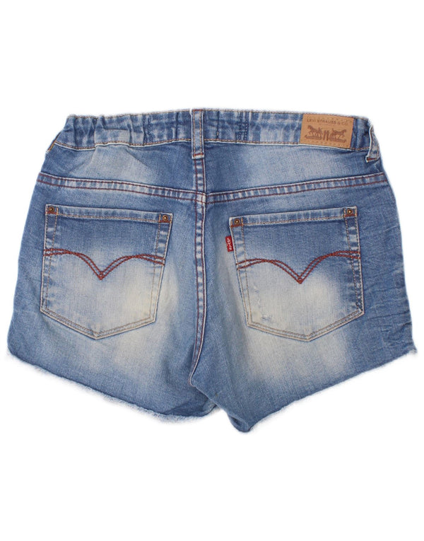 Shorts jeans desgastados para meninas Levi's 13-14 anos W26 algodão azul