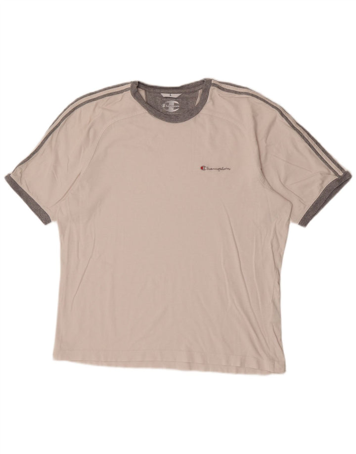 Camiseta masculina Champion grande listrada branca