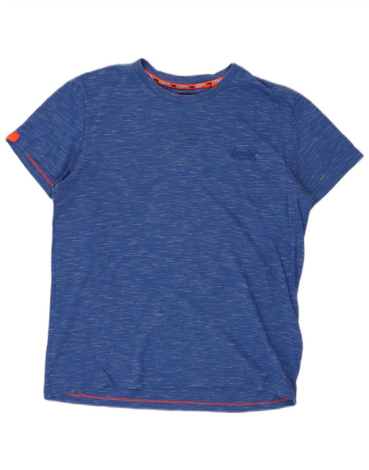 Camiseta masculina SUPERDRY grande algodão manchado azul