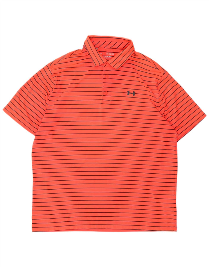 Camisa polo masculina Under Armour XL laranja listrada de poliéster