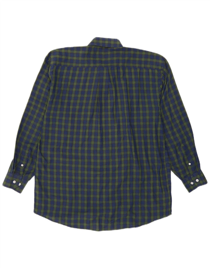 Camisa masculina vintage grande xadrez azul marinho